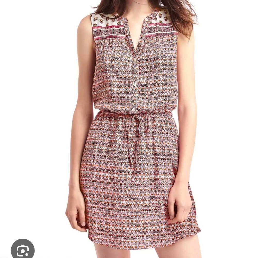 GAP Patterned Mini Dress - Pink and White